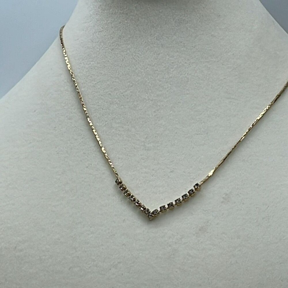 Vintage Park Lane rhinestone V decor necklace